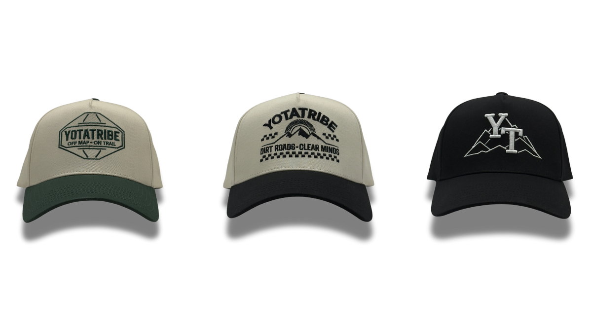 Three hats in the YotaTribe Trail Essentials bundle
