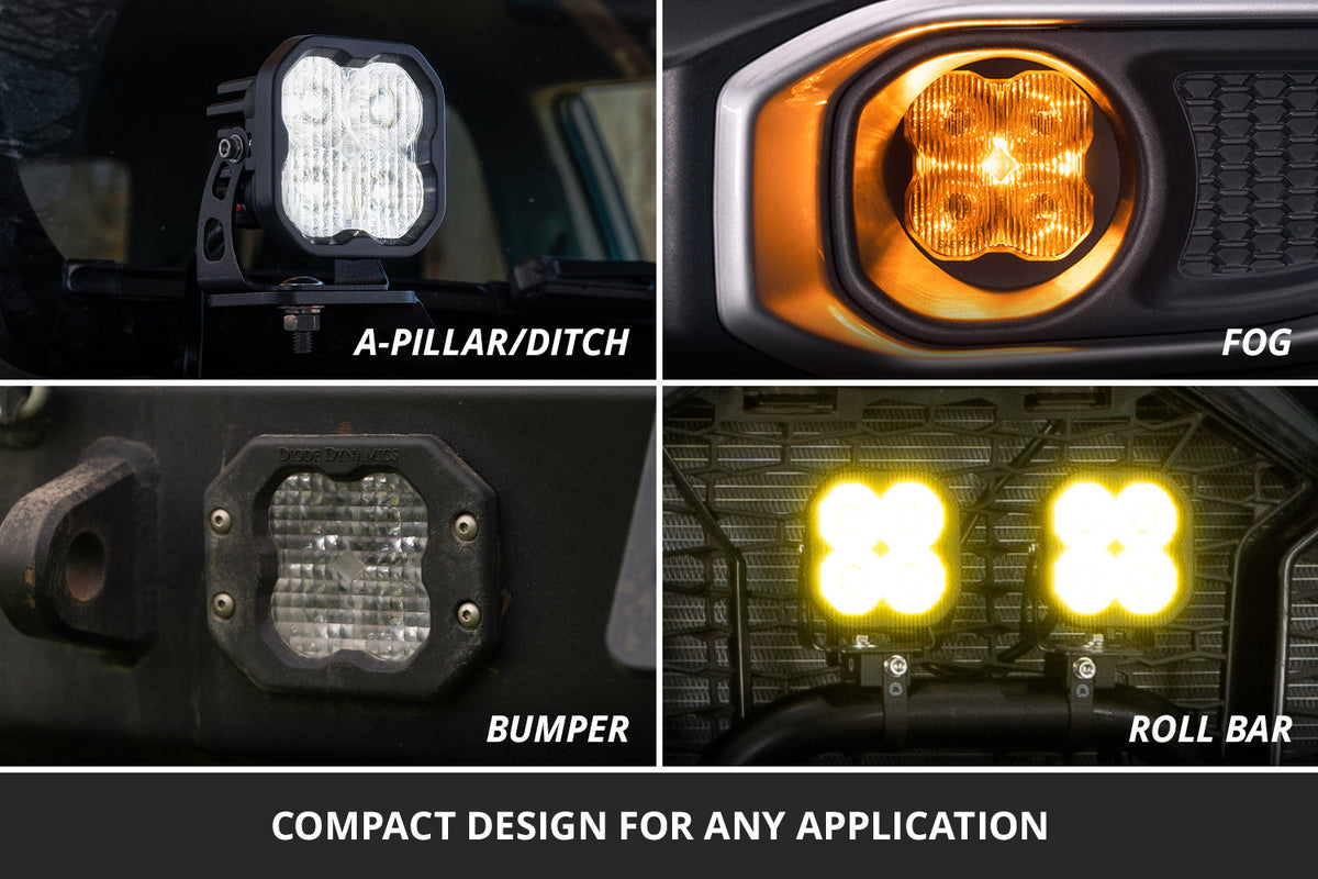 Diode Dynamics SS3 LED Pod Red Backlight Flush White (Pair)