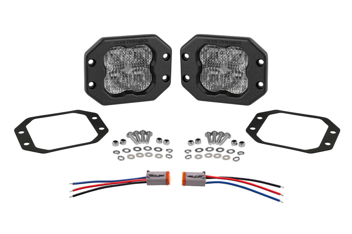 Diode Dynamics SS3 LED Pod Red Backlight Flush White (Pair)