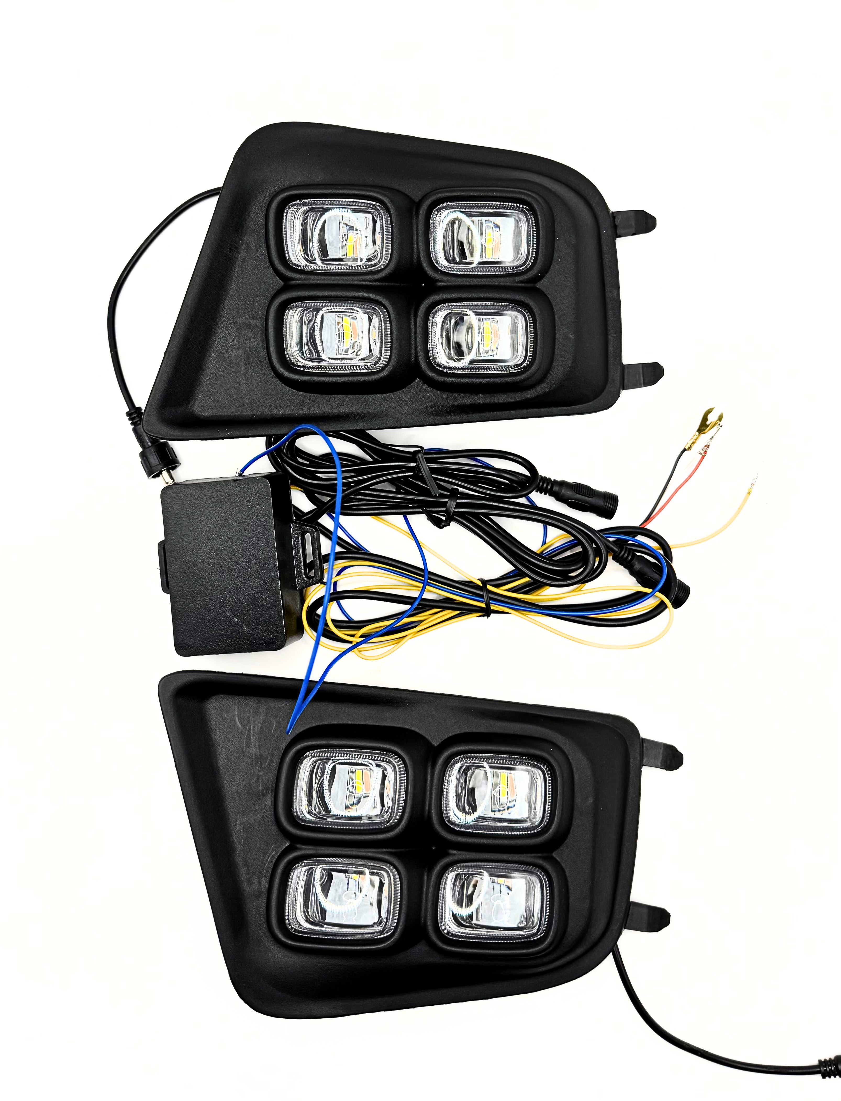 Dual-Color 4-Eyes Style LED Fog Lights with Amber Turn Signals for 2012-2015 Toyota Tacoma