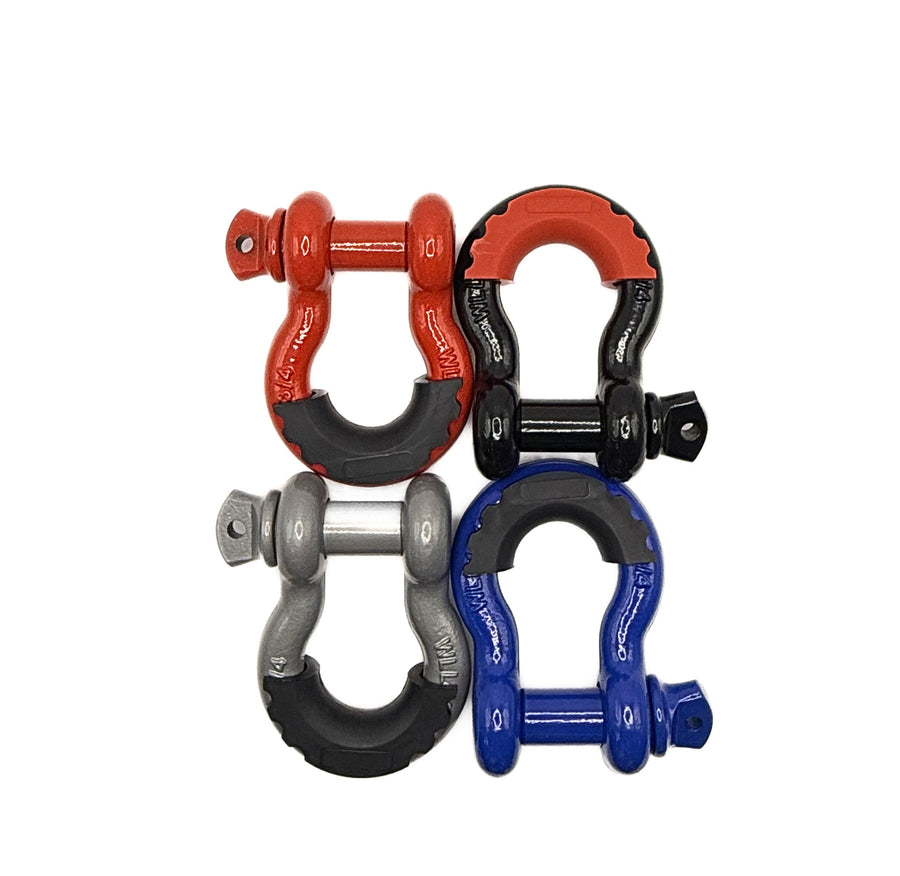 Heavy-Duty G209 Carbon Steel Bow Shackles with Powder-Coated Finish (Red, Blue, Black, Gray)