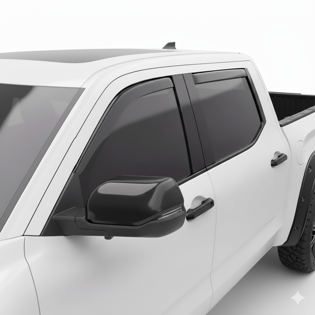 Premium Matte Black In-Channel Window Deflectors - 2022-2025 Toyota Tundra CrewMax | 4-Piece Set