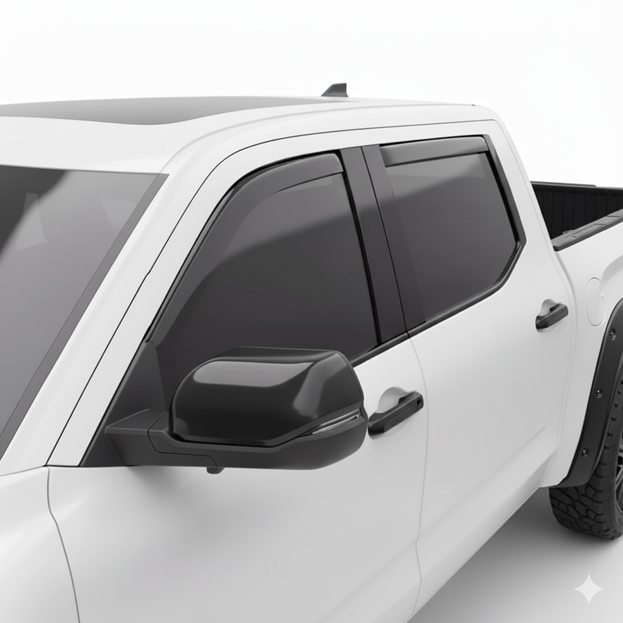 Premium Matte Black In-Channel Window Deflectors - 2022-2025 Toyota Tundra CrewMax | 4-Piece Set