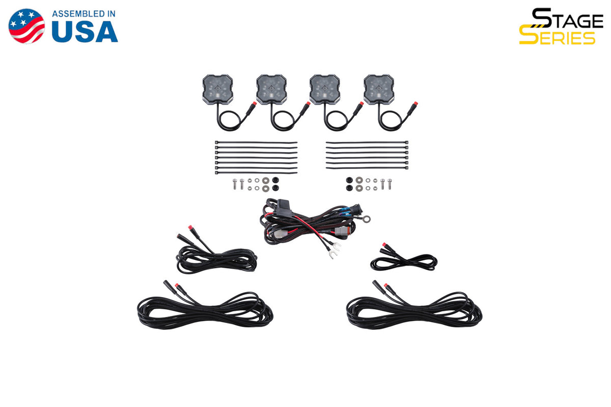 Diode Dynamics Rock Light Installer Magnet Mount Kit with Controller RGBW (4-pack)