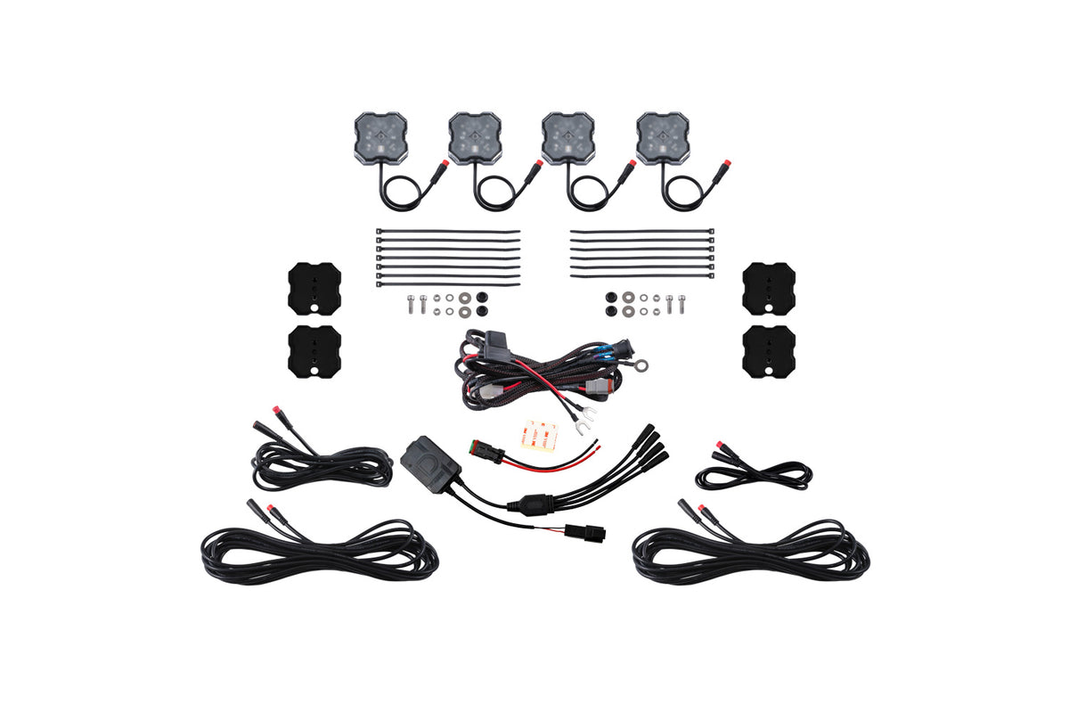 Diode Dynamics Rock Light Installer Magnet Mount Kit with Controller RGBW (4-pack)