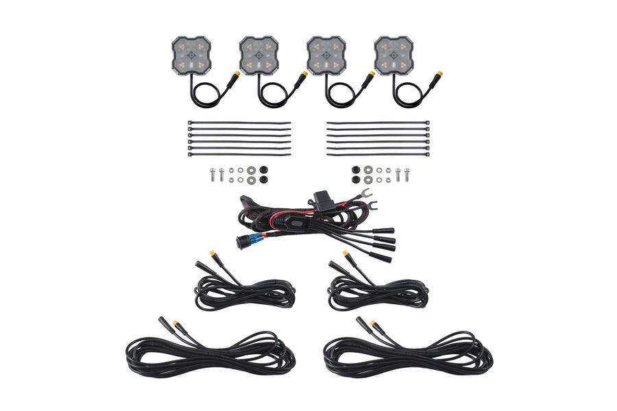 Diode Dynamics Stage Series Dual-Color LED Rock Light M8 4-Pack