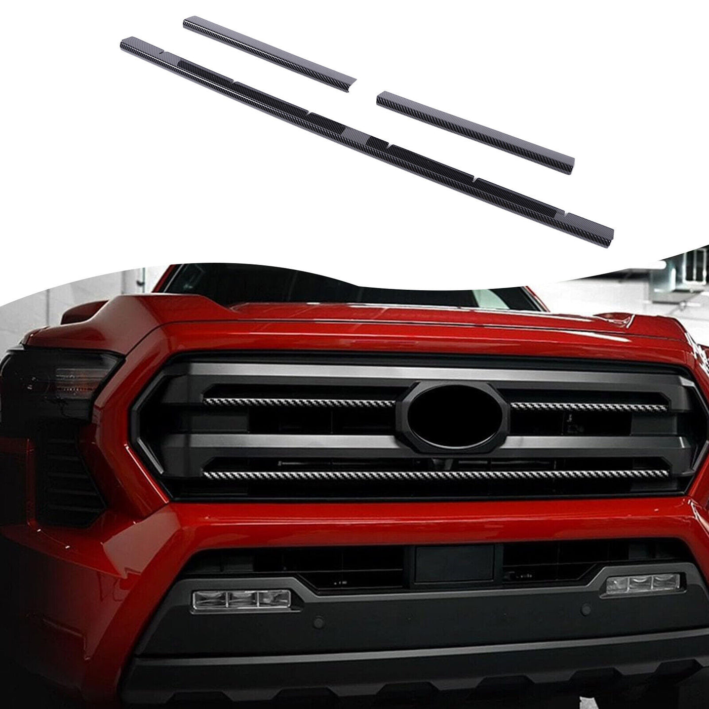 Premium Carbon Fiber Front Grille Trim Strips for Toyota Tacoma SR5 (2024-2025)