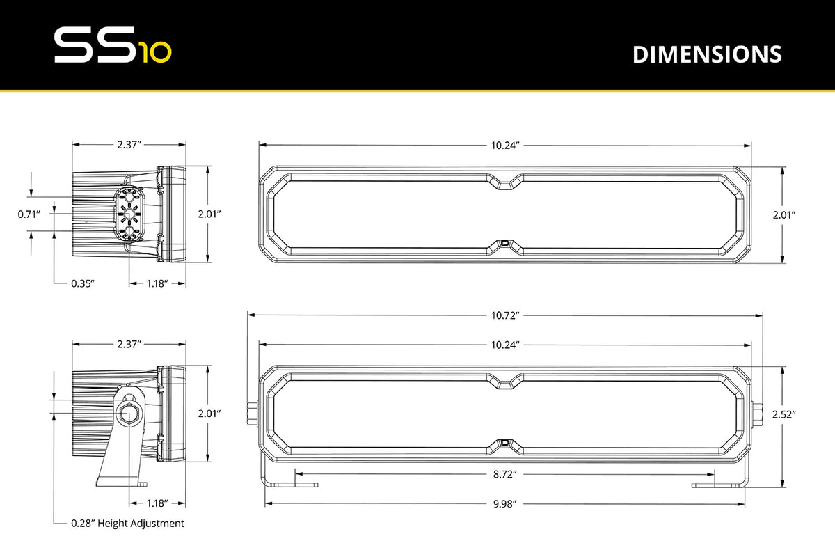 Diode Dynamics SS10 LED Light Bar Amber Backlight (Single)