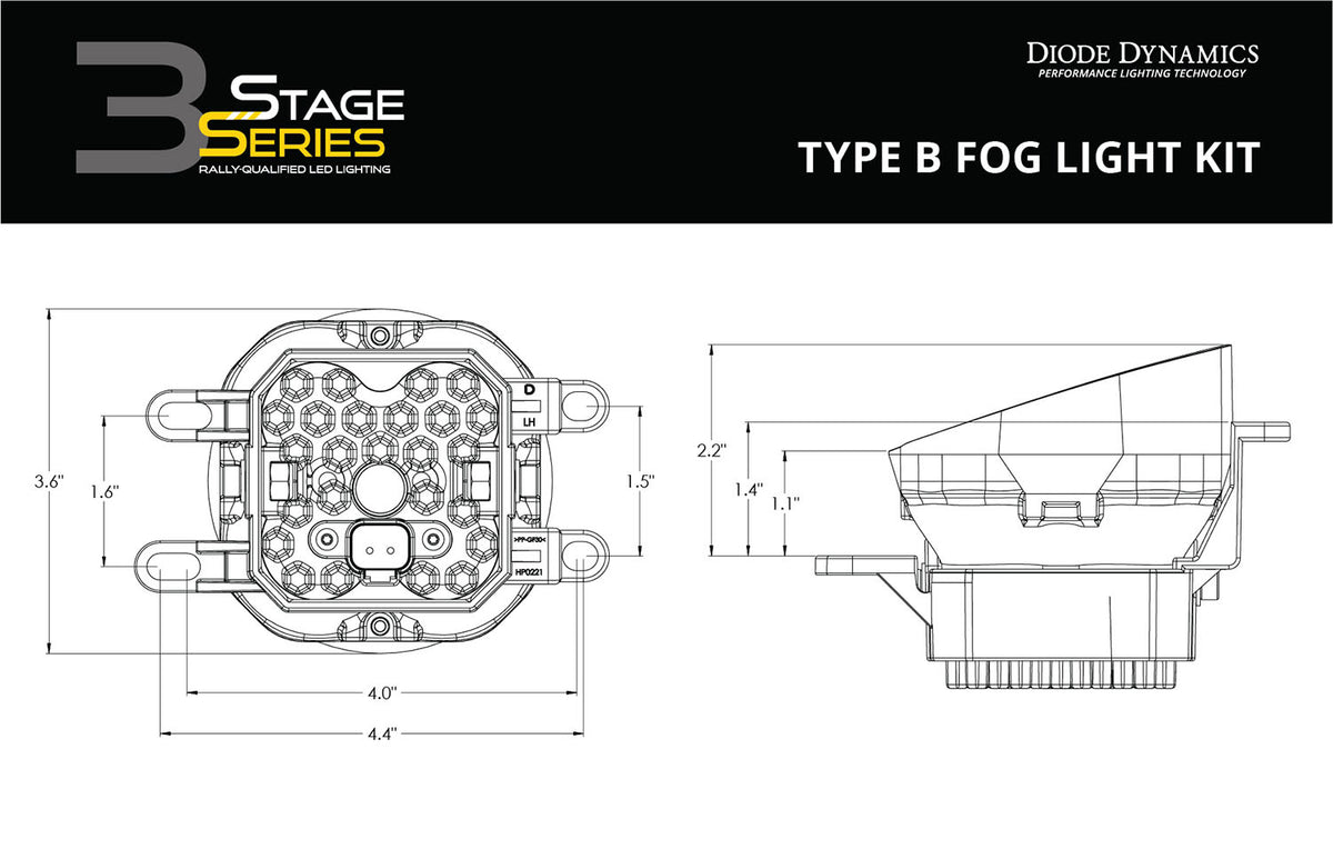 Diode Dynamics SS3 Type B Kit Amber Backlight SAE Fog