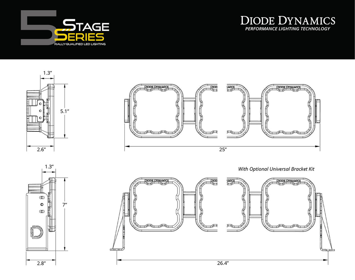 Diode Dynamics SS5 Universal CrossLink 4-Pod Light Bar