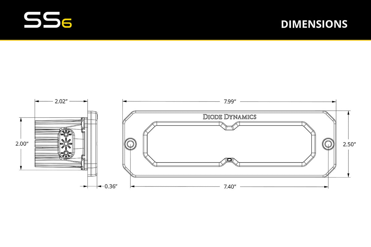 Diode Dynamics SS6 Flush LED Light Bar Red Backlight White (Pair)