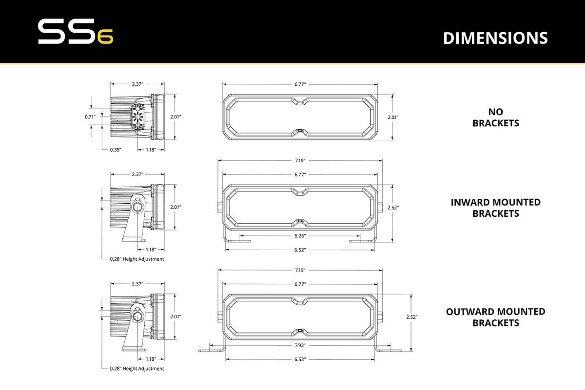Diode Dynamics SS6 Standard LED Light Bar Red Backlight White (Pair)